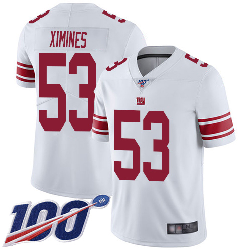 Men New York Giants #53 Oshane Ximines White Vapor Untouchable Limited Player 100th Season Football NFL Jersey